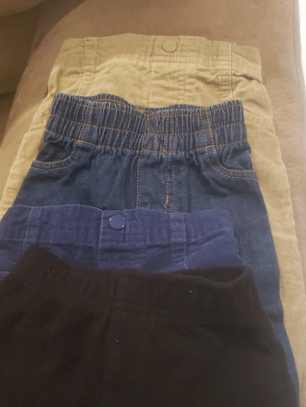 4 Kids Elastic Waist Pull-On Bottoms - Black, Blue, Navy, Tan 6/9 Month